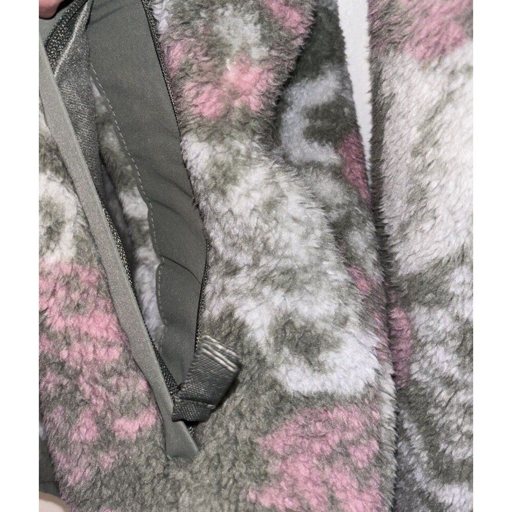 Ladies Gerry Fleece Zip Up Jacket Size Medium Floral Green Pink Gray - Picture 4 of 9